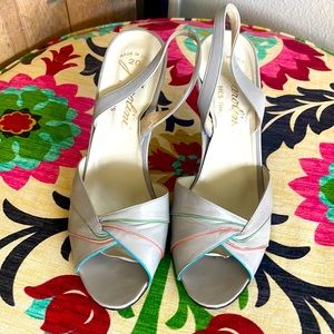 Vintage Italian sling backs - light grey